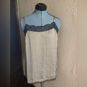 CAbi Grey and Navy Lace Camisole